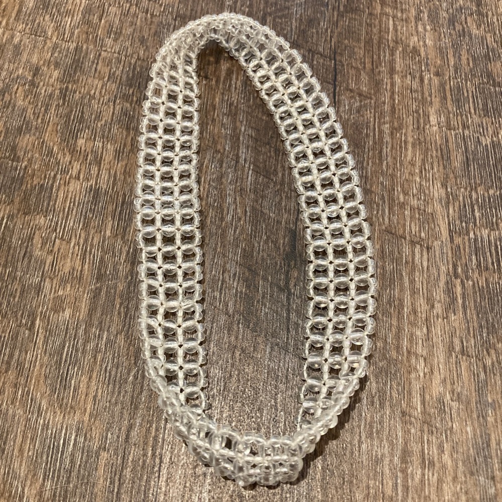 Headband, White Clear Sequin